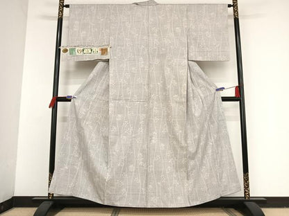 平和屋着物●本場結城紬　重要無形文化財　80亀甲　枝花文　奥順謹製　証紙付き　正絹　逸品　AAAT9442np