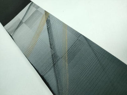 平和屋本店■極上　男性　角帯　斜線文　黒地　金彩　逸品　未使用　DZAA5423kh5