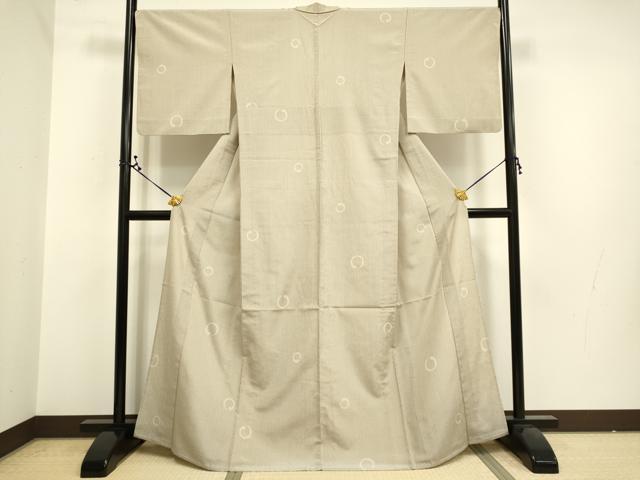 平和屋着物▽本塩沢　単衣　丸文　大丸織物謹製　証紙付き　正絹　逸品　DAAR5357du