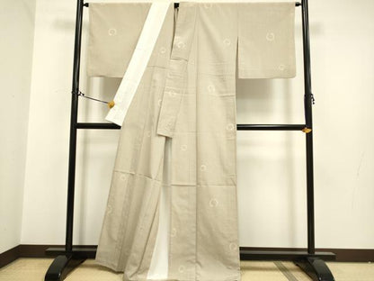 平和屋着物▽本塩沢　単衣　丸文　大丸織物謹製　証紙付き　正絹　逸品　DAAR5357du