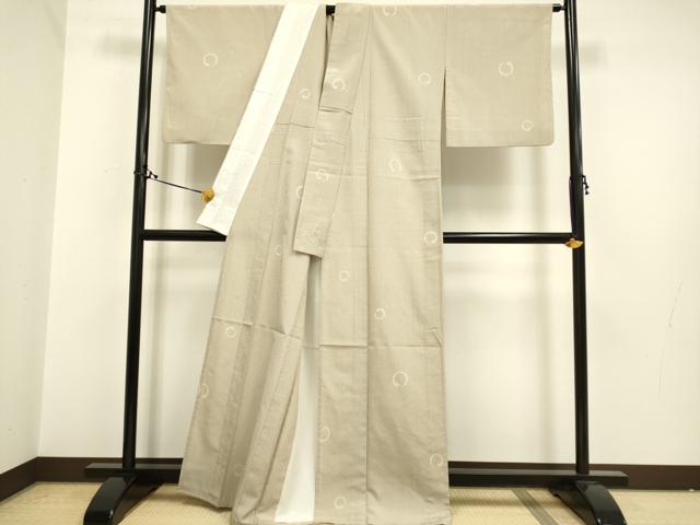 平和屋着物▽本塩沢　単衣　丸文　大丸織物謹製　証紙付き　正絹　逸品　DAAR5357du