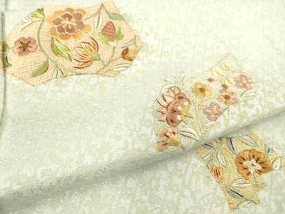 平和屋着物▽訪問着 単衣 総刺繍 破れ色紙更紗花文 金糸 正絹 逸品 DAAS0069az