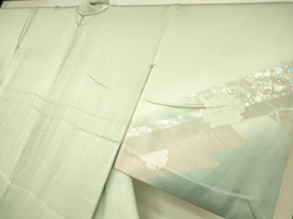 平和屋着物▽訪問着 単衣 刺繍 雪輪花文 銀彩 正絹 逸品 DAAS0070az