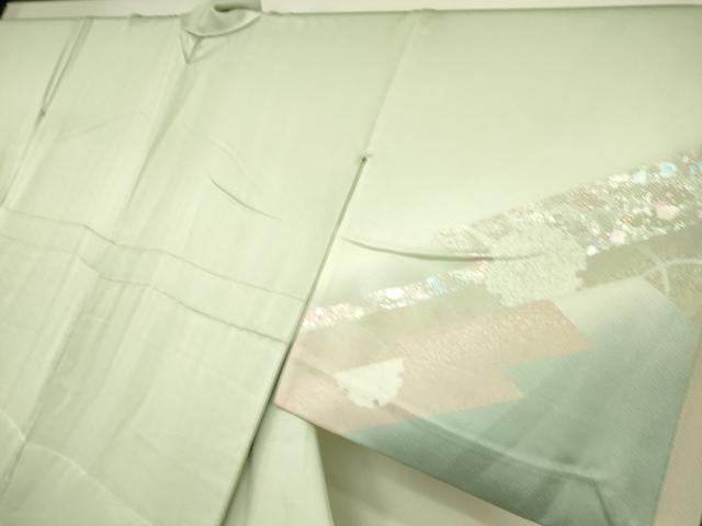 平和屋着物▽訪問着 単衣 刺繍 雪輪花文 銀彩 正絹 逸品 DAAS0070az