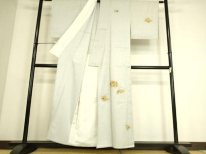 平和屋着物▽訪問着 単衣 総刺繍 破れ色紙更紗花文 金糸 正絹 逸品 DAAS0069az