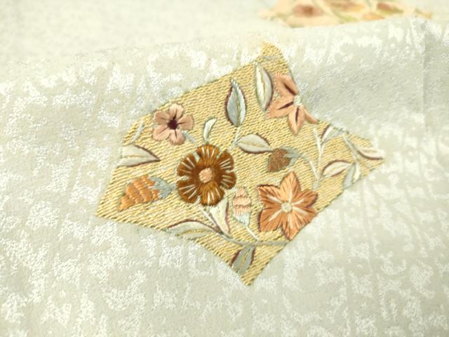 平和屋着物▽訪問着 単衣 総刺繍 破れ色紙更紗花文 金糸 正絹 逸品 DAAS0069az