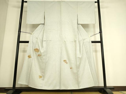 平和屋着物▽訪問着 単衣 総刺繍 破れ色紙更紗花文 金糸 正絹 逸品 DAAS0069az