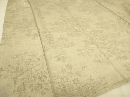 平和屋着物▽結城紬 単衣 風景花文 80亀甲 正絹 逸品 DAAS0068az