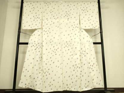平和屋着物▽上質な小紋 単衣 草花文 正絹 逸品 DAAS0081az