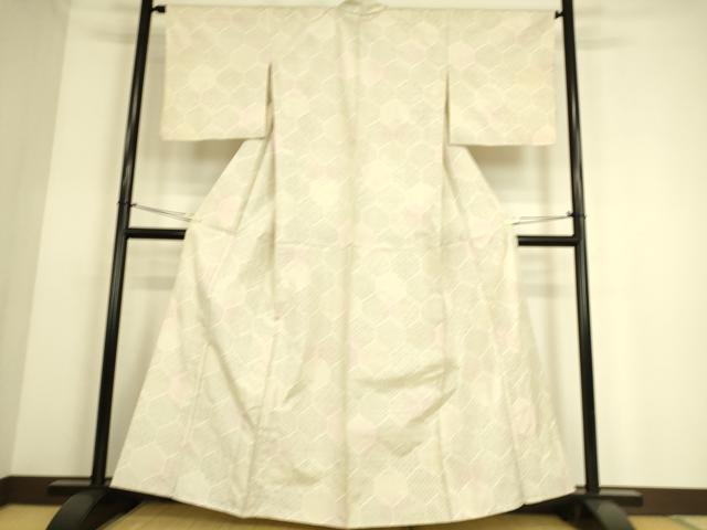 平和屋着物▽上質な紬 単衣 亀甲文 正絹 逸品 DAAS0079az