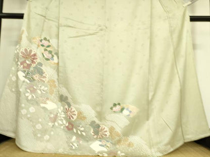平和屋着物▽訪問着　単衣　駒刺繍　絞り　吉祥花文　金彩　正絹　逸品　DAAS0088az