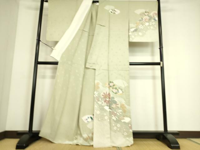 平和屋着物▽訪問着　単衣　駒刺繍　絞り　吉祥花文　金彩　正絹　逸品　DAAS0088az