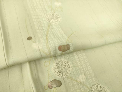 平和屋着物▽上質な小紋　単衣　絞り　花間道　銀糸　正絹　逸品　DAAS0084az
