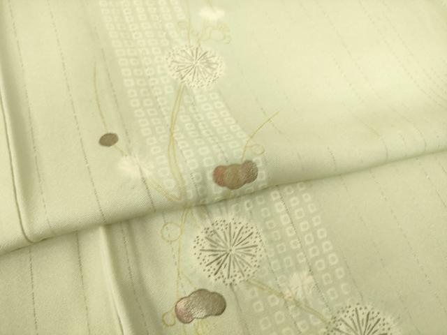 平和屋着物▽上質な小紋　単衣　絞り　花間道　銀糸　正絹　逸品　DAAS0084az