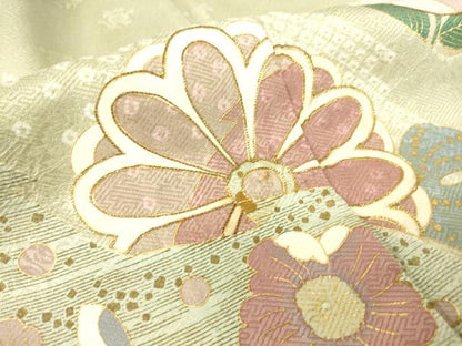 平和屋着物▽訪問着　単衣　駒刺繍　絞り　吉祥花文　金彩　正絹　逸品　DAAS0088az