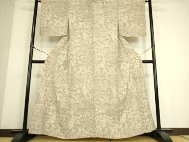 平和屋着物▽上質な小紋 単衣 草葉文 正絹 逸品 DAAS0094az