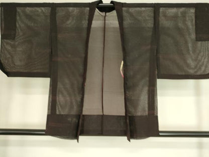 平和屋着物▽羽織　スリーシーズン　春夏秋　塵除け　横段文　正絹　逸品　DAAS0114az