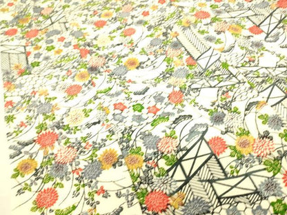 平和屋着物▽上質な小紋 単衣 型染 吉祥花文 正絹 逸品 DAAS0104az