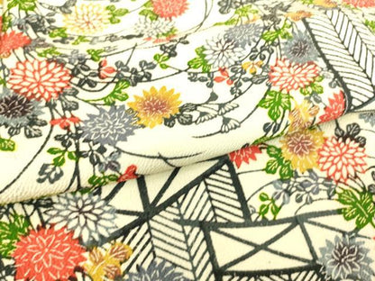 平和屋着物▽上質な小紋 単衣 型染 吉祥花文 正絹 逸品 DAAS0104az