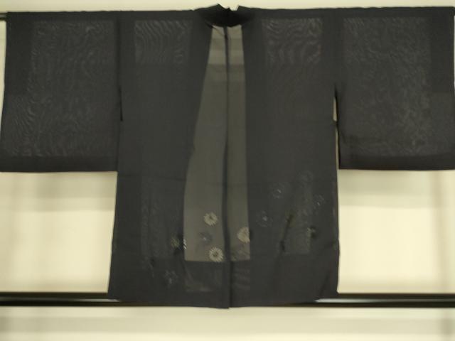 平和屋着物▽羽織　スリーシーズン　春夏秋　塵除け　舞葉紋紗　紺色　DAAS0110az