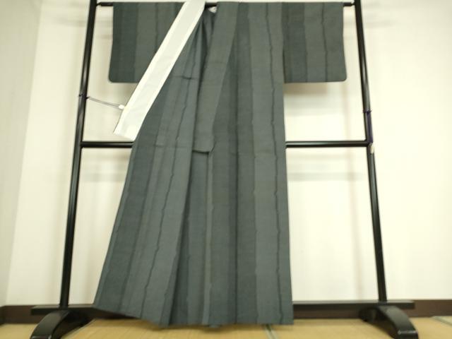 平和屋着物▽本塩沢 単衣 変わり間道 110亀甲 正絹 逸品 DAAS0107az