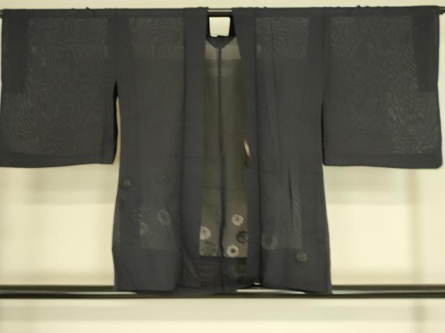 平和屋着物▽羽織　スリーシーズン　春夏秋　塵除け　舞葉紋紗　紺色　DAAS0110az