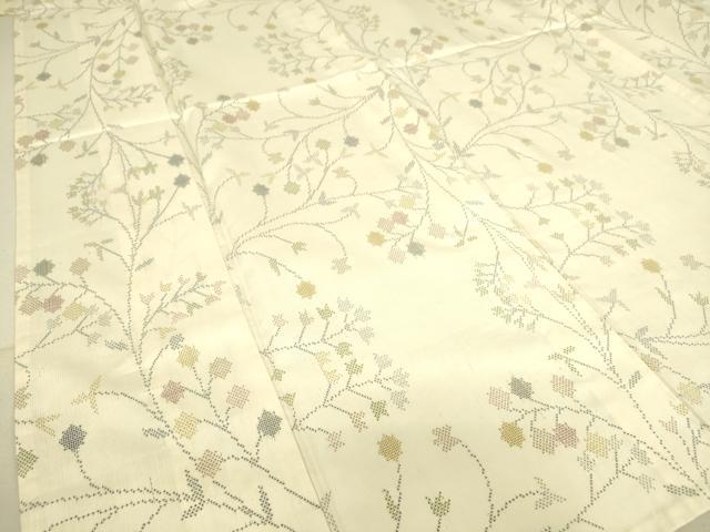 平和屋着物▽本場大島紬 白大島 単衣 7マルキ 枝花文 正絹 逸品 DAAS0061az