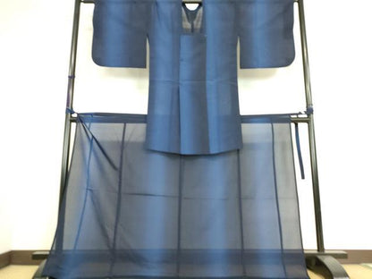 平和屋着物▽道行コート　二部式　スリーシーズン　春夏秋　塵除け　紗　縞　正絹　逸品　DAAS0117az