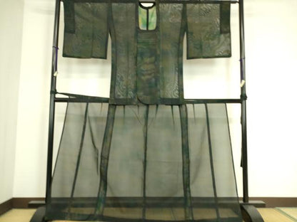 平和屋着物▽道行コート　二部式　スリーシーズン　春夏秋　塵除け　紗　霞文　正絹　逸品　DAAS0116az