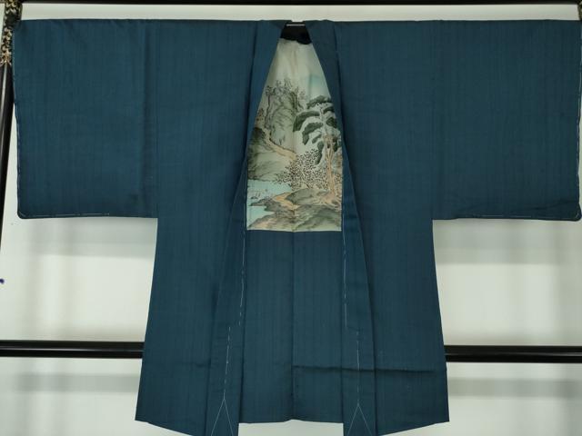平和屋着物●男性 紬 アンサンブル 長羽織 間道 正絹 逸品 未使用 DAAS3080ps