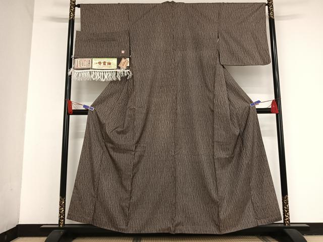 平和屋着物●石川県指定無形文化財 牛首紬 白山工房 手織り 縞 証紙付き 正絹 逸品 AAAT9463np