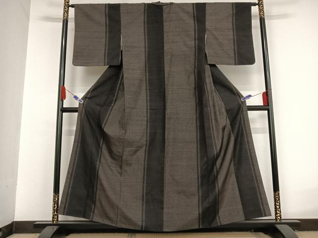 平和屋着物●結城紬 100亀甲 間道 正絹 逸品 AAAU0016np