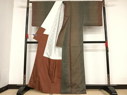 平和屋着物●上質な紬 霞文 正絹 逸品 AAAU0026np