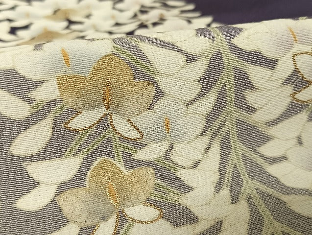 平和屋着物●美空ひばり　訪問着　藤花房　暈し染め　金彩　正絹　逸品　AAAT9459np