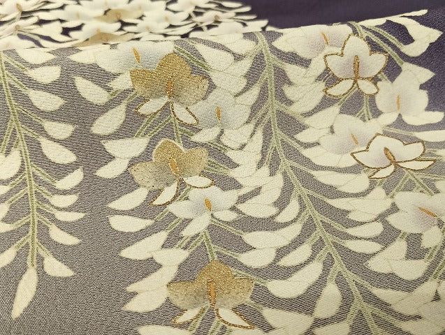 平和屋着物●美空ひばり　訪問着　藤花房　暈し染め　金彩　正絹　逸品　AAAT9459np