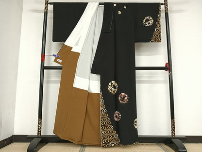 平和屋着物●澤田博司 訪問着 国宝紅白梅図屏風 黒地 金彩 やまと誂製 正絹 逸品 未使用 AAAT9458np