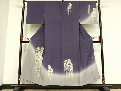 平和屋着物●美空ひばり　訪問着　藤花房　暈し染め　金彩　正絹　逸品　AAAT9459np