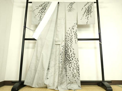 平和屋着物▽本場染大島紬 訪問着 単衣 流水枝葉文 正絹 逸品 DAAS0130az