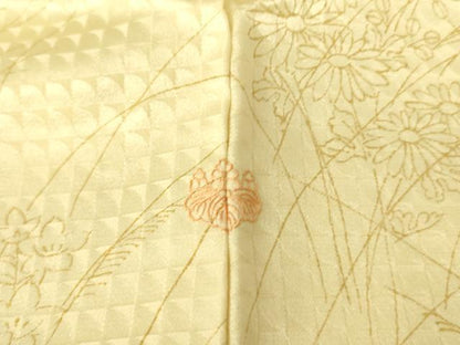 平和屋着物▽訪問着 単衣 駒刺繍 霞花文 金彩 正絹 逸品 DAAS0138az
