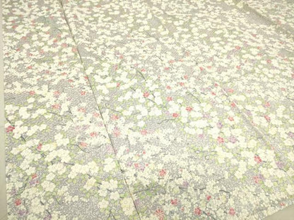 平和屋着物▽上質な小紋　単衣　枝花文　正絹　逸品　DAAS0135az