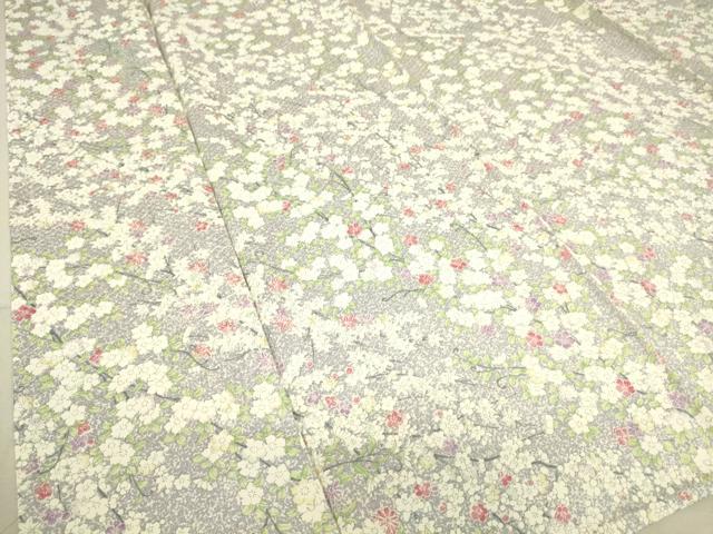 平和屋着物▽上質な小紋　単衣　枝花文　正絹　逸品　DAAS0135az