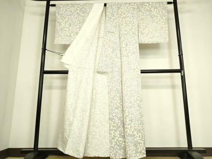平和屋着物▽上質な小紋　単衣　枝花文　正絹　逸品　DAAS0135az