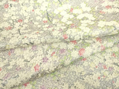 平和屋着物▽上質な小紋　単衣　枝花文　正絹　逸品　DAAS0135az