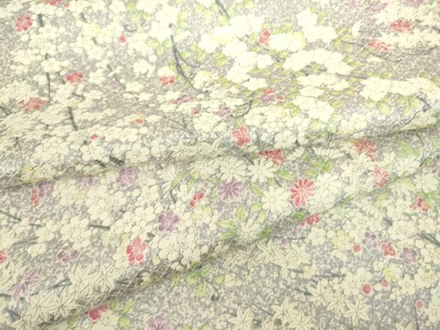 平和屋着物▽上質な小紋　単衣　枝花文　正絹　逸品　DAAS0135az