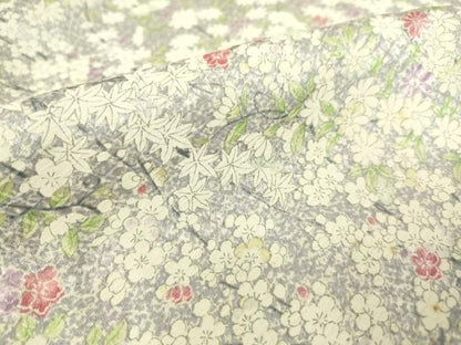 平和屋着物▽上質な小紋　単衣　枝花文　正絹　逸品　DAAS0135az