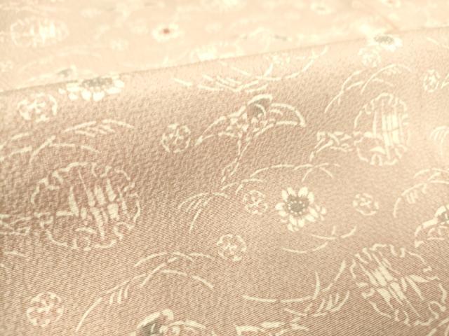 平和屋着物▽上質な小紋　単衣　雪輪花文　鬼しぼ縮緬　正絹　逸品　DAAS0146az