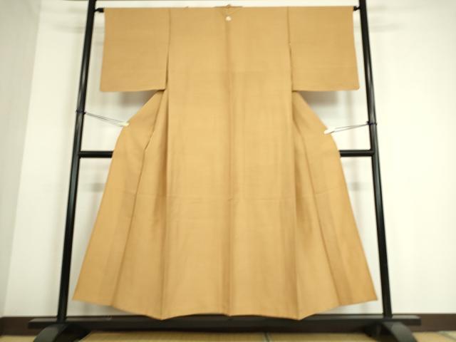 平和屋着物▽上質な紬 単衣 狐色 正絹 逸品 DAAS0144az