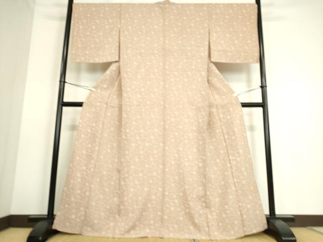 平和屋着物▽上質な小紋　単衣　雪輪花文　鬼しぼ縮緬　正絹　逸品　DAAS0146az