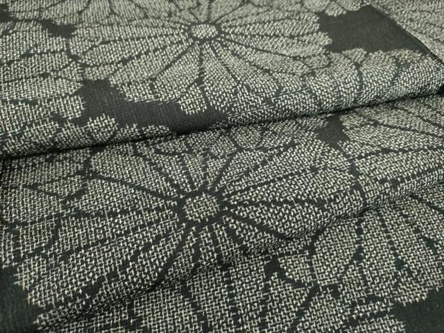 平和屋着物▽本塩沢 単衣 菊尽くし 黒地 正絹 逸品 DAAS0143az