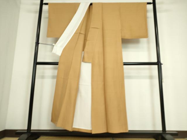 平和屋着物▽上質な紬 単衣 狐色 正絹 逸品 DAAS0144az